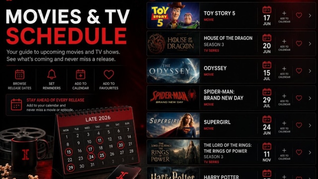 Coming Soon movies and TV shows Calendar